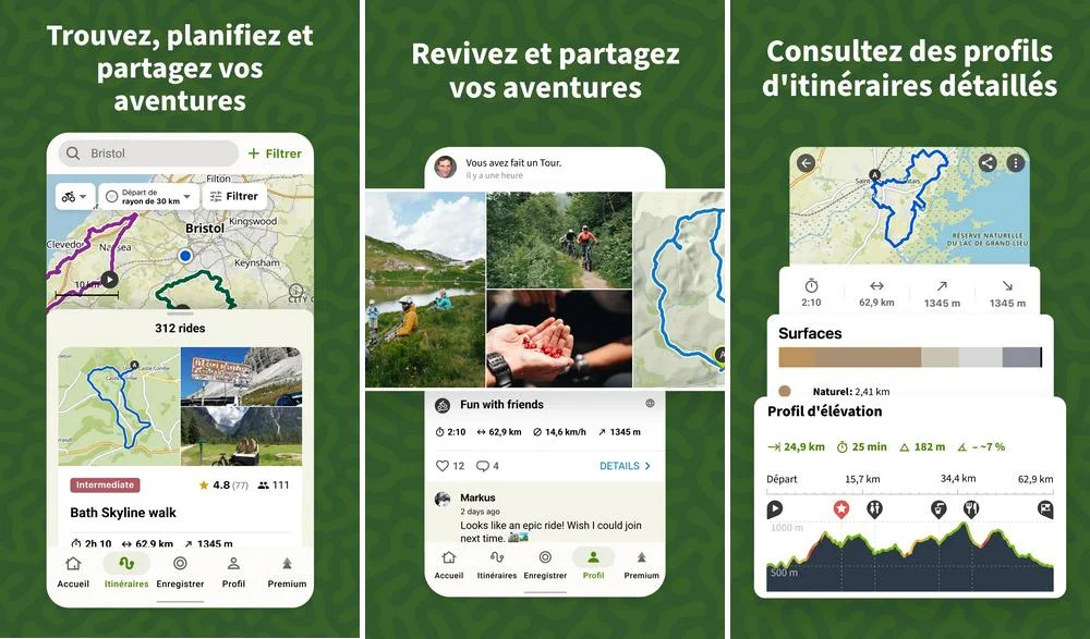 Komoot - application pour faire du vélo