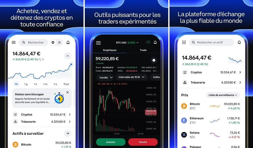 Coinbase - meilleure application de cryptomonnaies