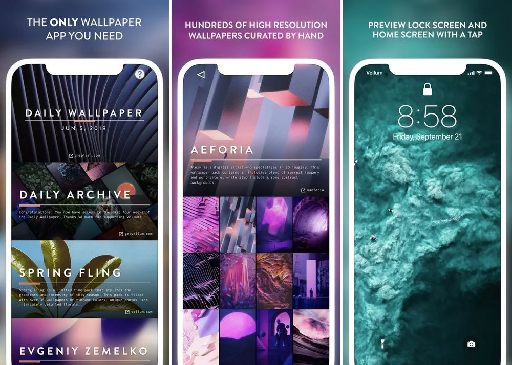 Vellum - application de fond d'écran pour iPhone