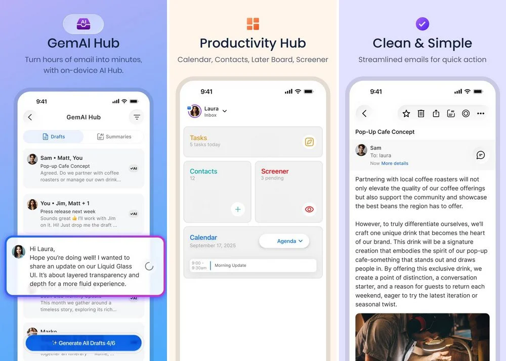 Blue Mail - application mail pour iPhone