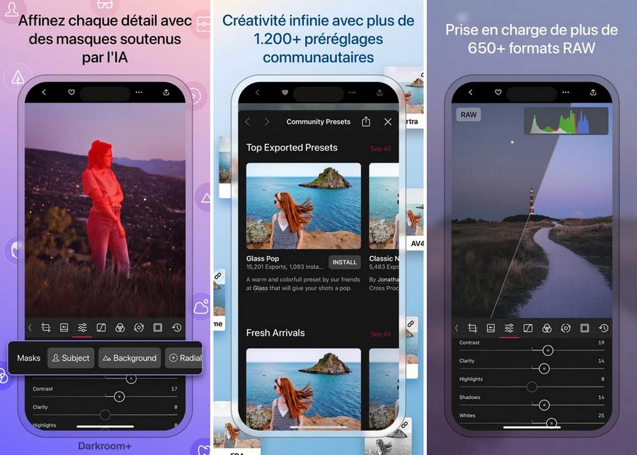 Darkroom - application de retouche photos RAW