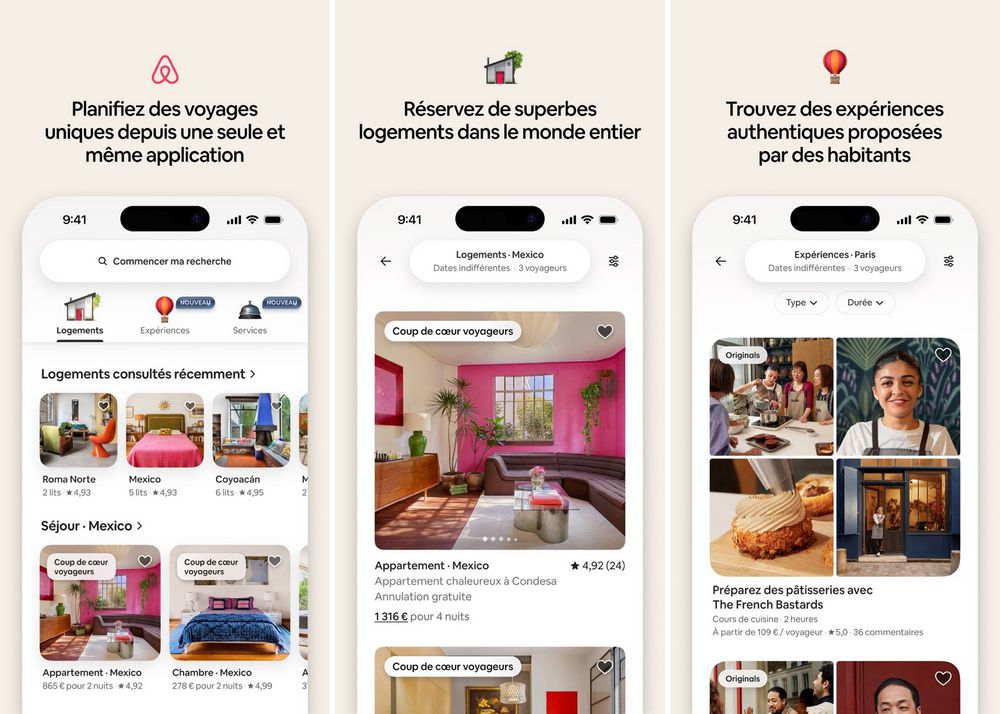 Airbnb - application de réservation d'hôtel