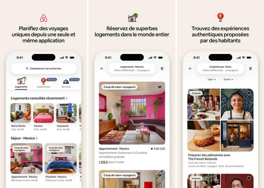 Airbnb - application de réservation d'hôtel