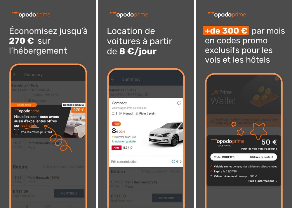 Opodo - application de réservation d'hôtel