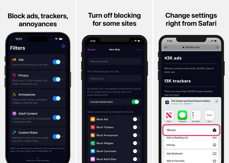 1Blocker - meilleur bloqueur de publicités