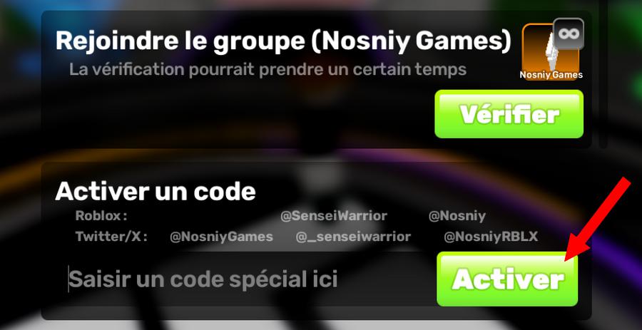 Activer un code dans RIVALS