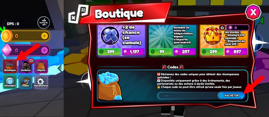 Comment utiliser les codes dans Anime Shadow 2