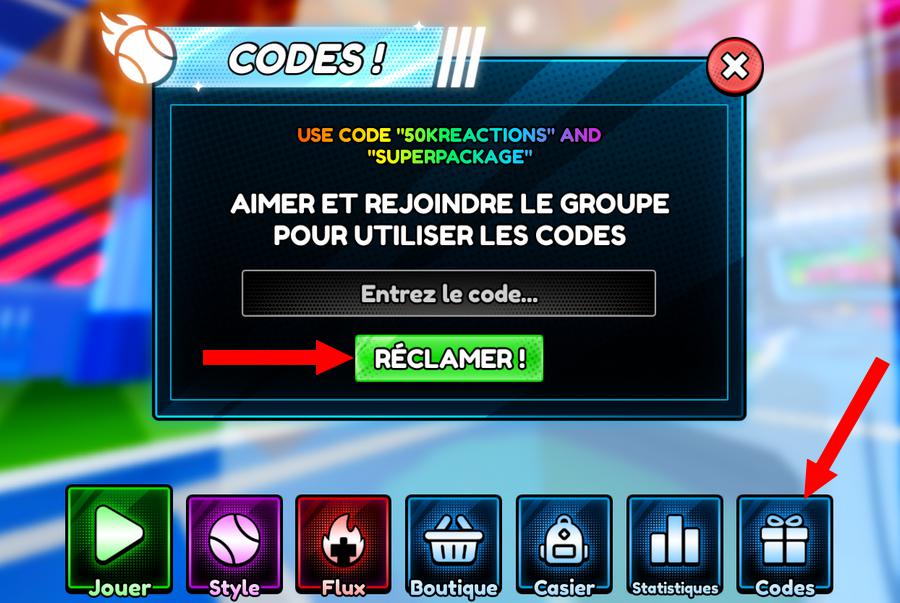 Comment utiliser les codes dans Tennis Zero