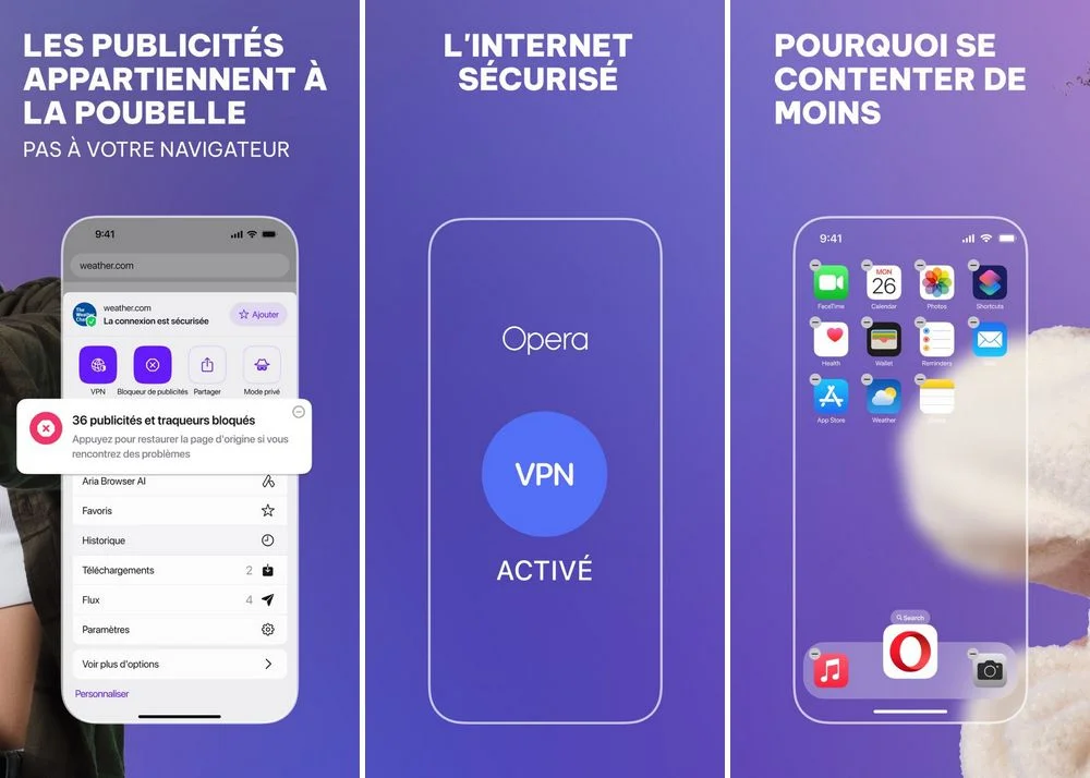 Opera - meilleur navigateur web pour iPhone
