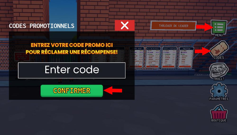 Activer les codes Prison Pump