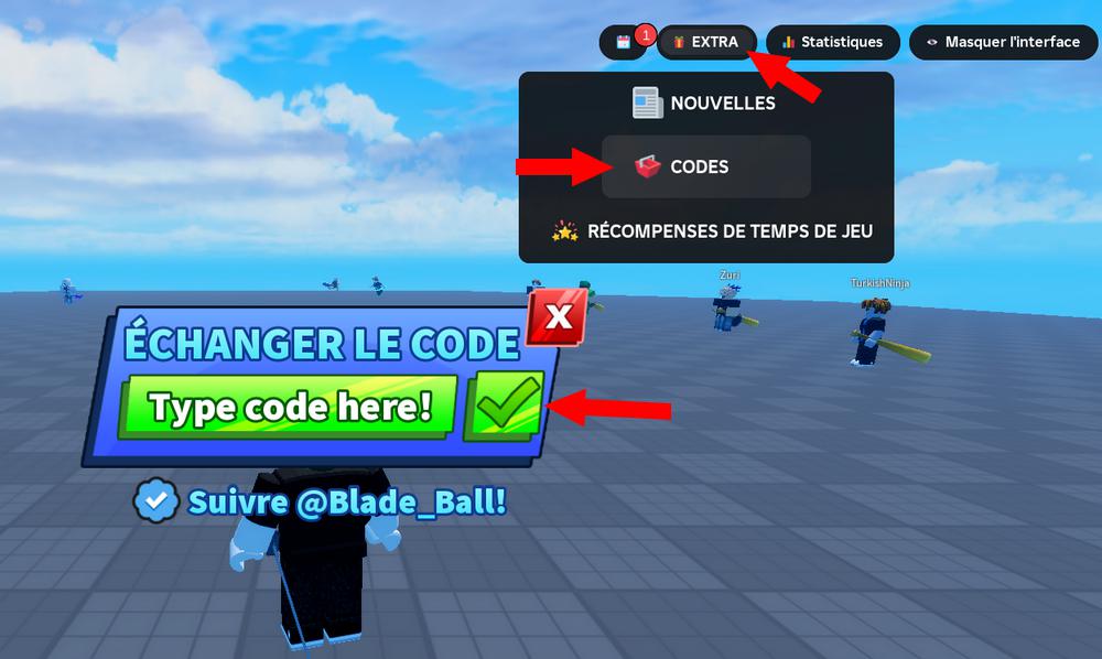 Comment activer les codes dans Blade Ball