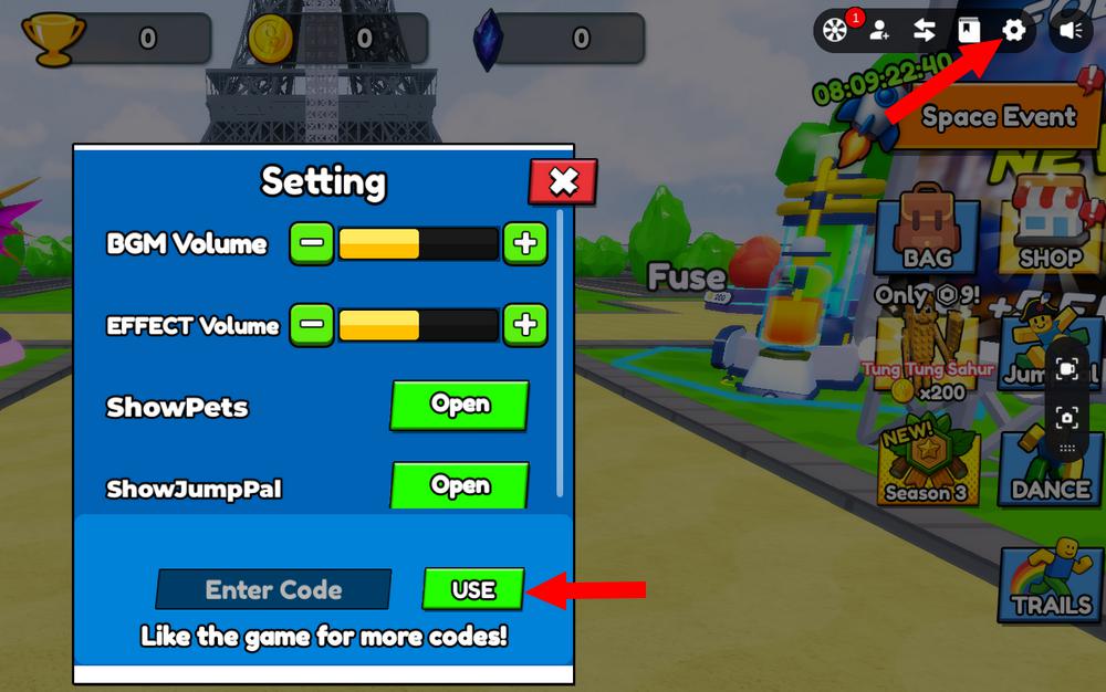 Comment activer les codes dans Climb and Jump Tower