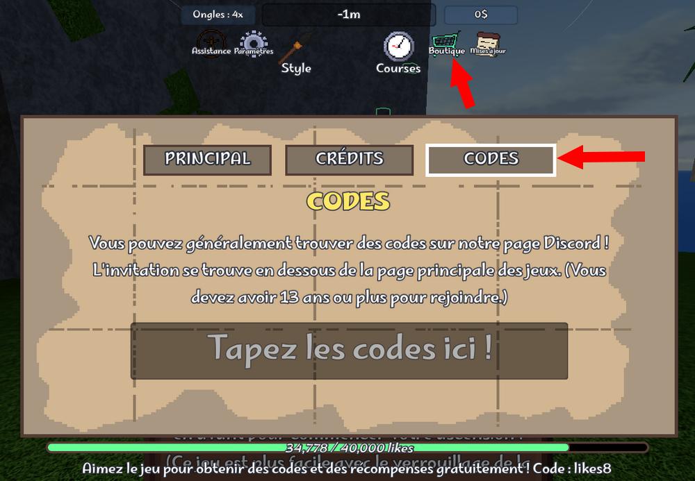 Comment activer les codes dans Climbing Game