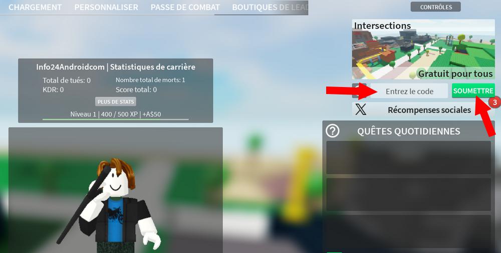 Comment activer les codes dans Combat Warriors