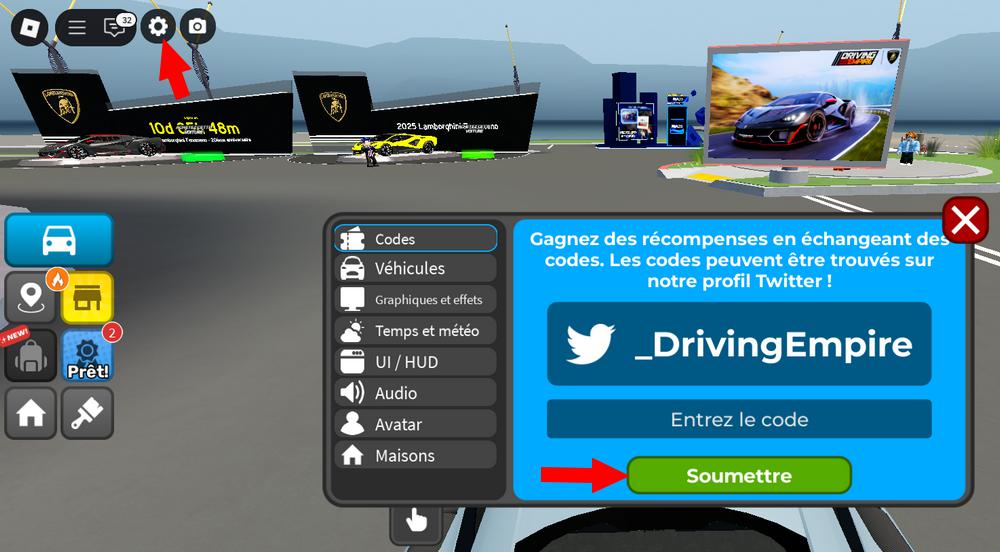 Comment activer les codes dans Driving Empire