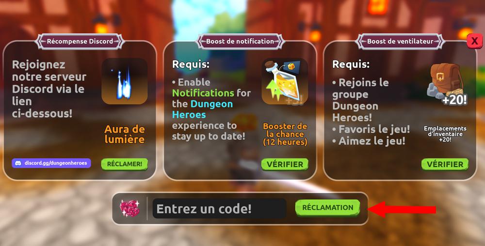Comment activer les codes dans Dungeon Heroes
