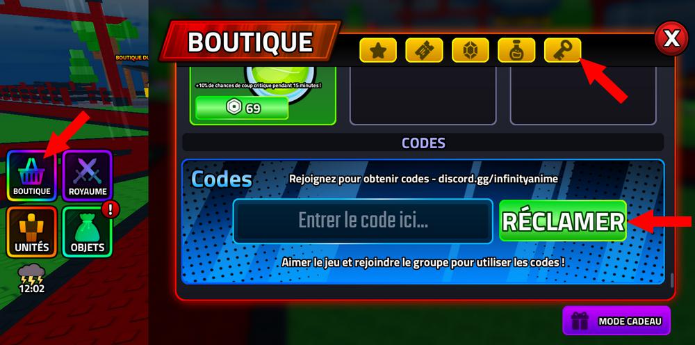 Comment activer les codes dans Fight Anime Bosses