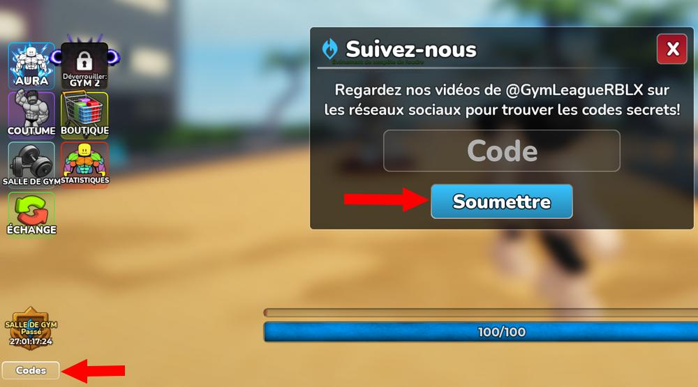 Comment activer les codes dans Gym League