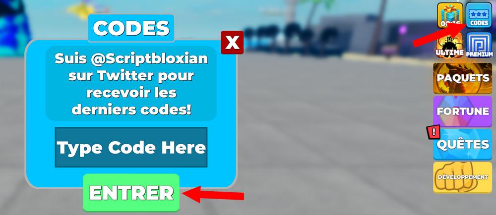 Comment activer les codes dans Muscle Legends