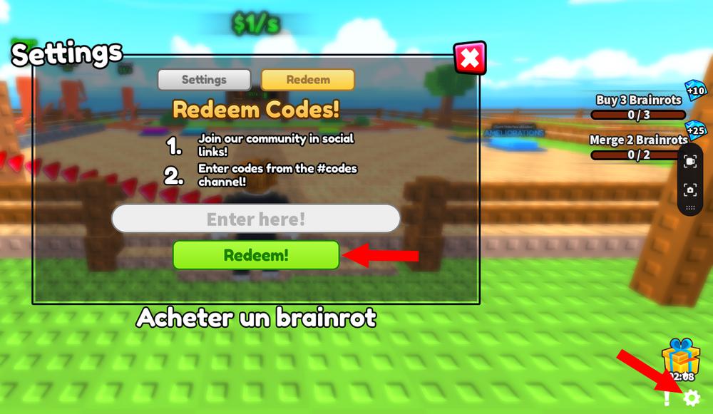 Comment activer les codes dans Race a Brainrot