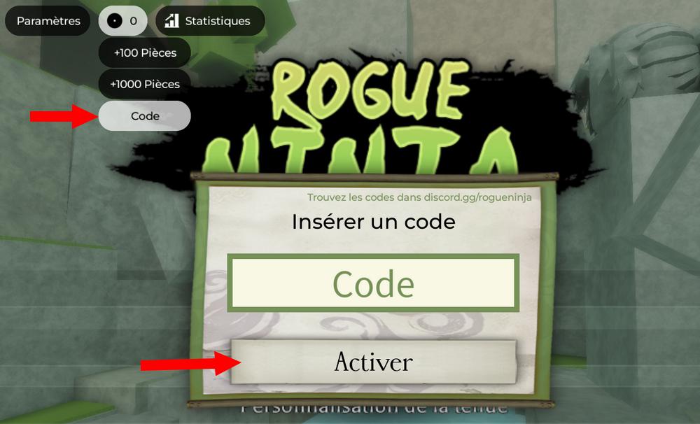 Comment activer les codes dans Rogue Ninja