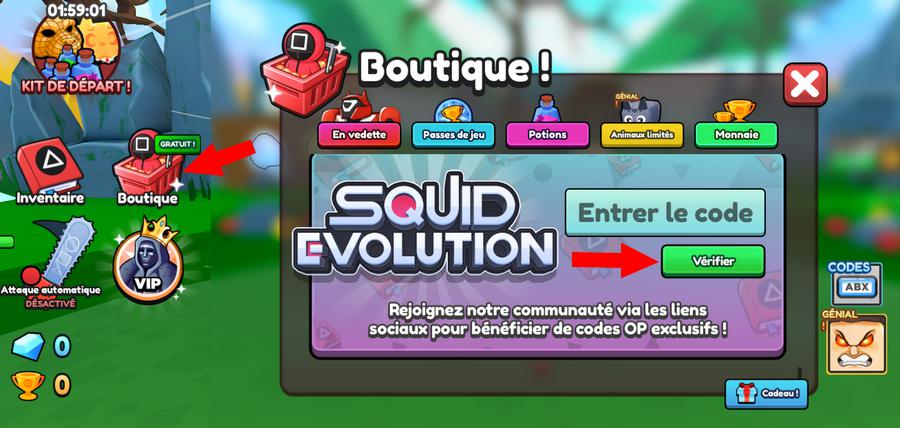 Comment activer les codes dans Squid Evolution