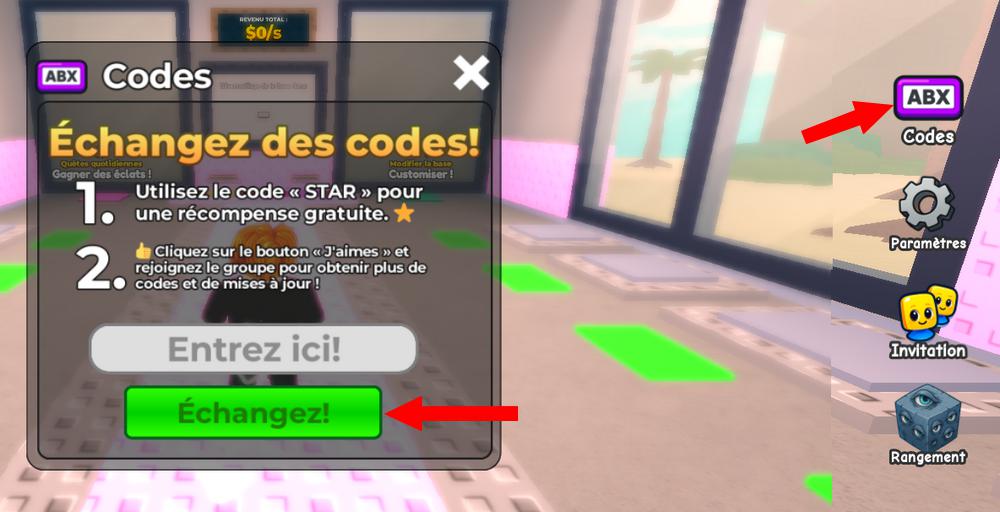 Comment activer les codes dans Steal an Anime