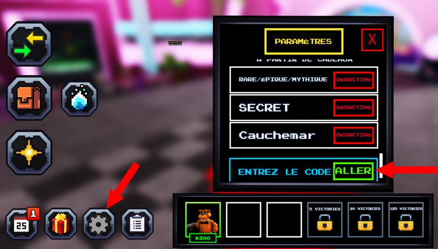 Comment activer les codes dans TD Five Nights