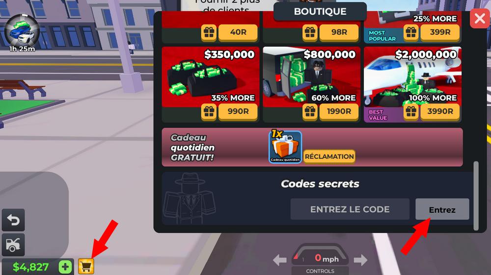 Comment activer les codes dans Taxi Boss