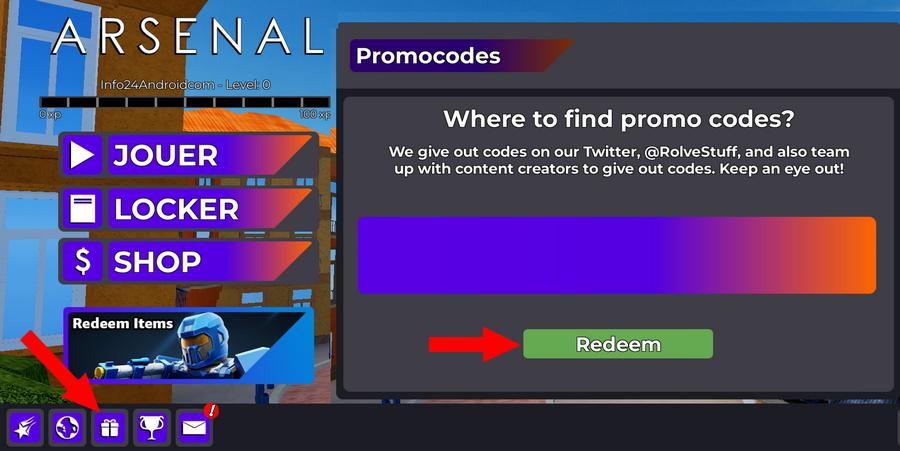 Comment utiliser les codes Arsenal sur Roblox