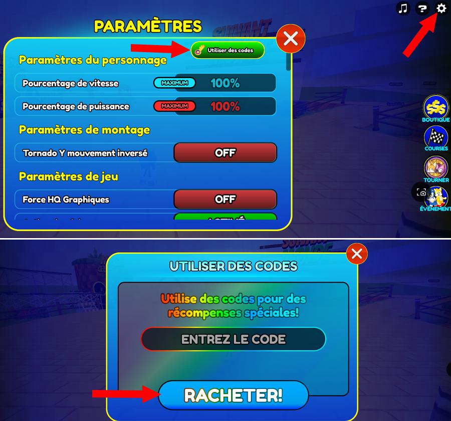 Comment utiliser les codes dans Sonic Speed Simulator