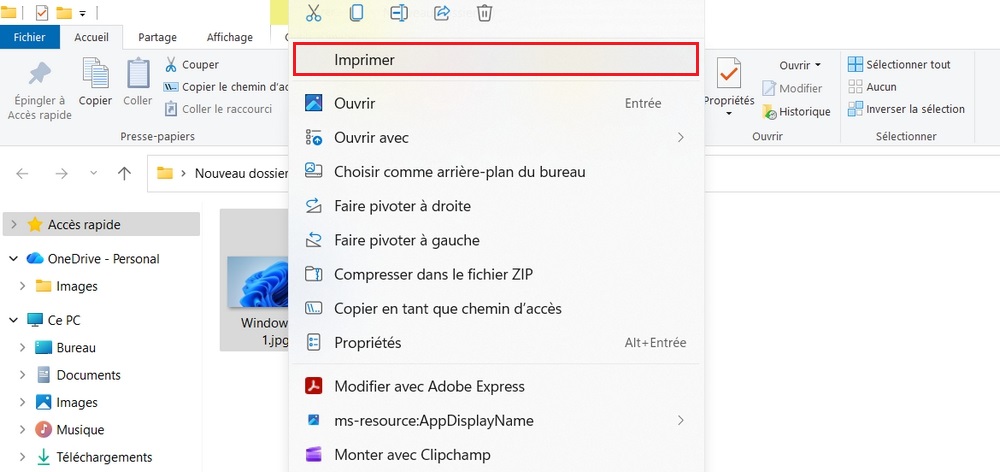 Option Imprimer Windows 11