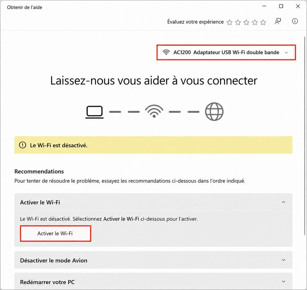 Sélectionnez l'adaptateur sans fil