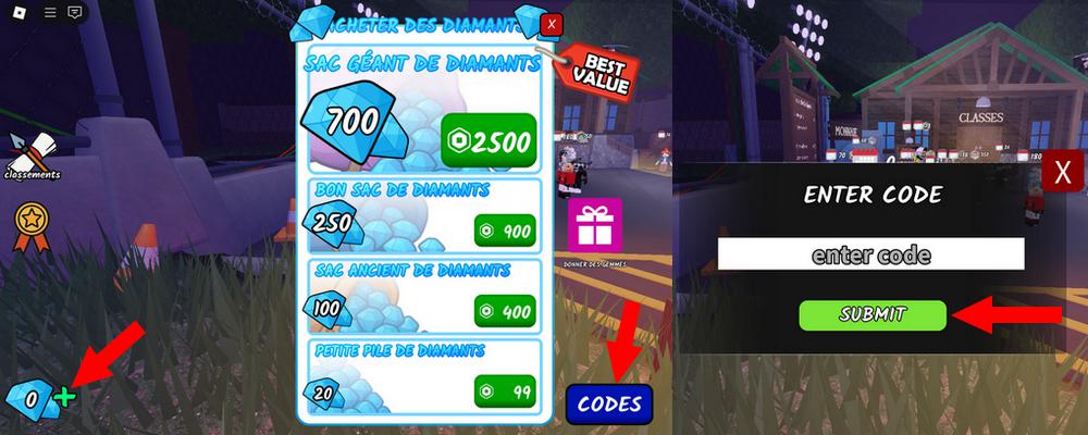 Activer les codes dans 99 Nights in the Forest