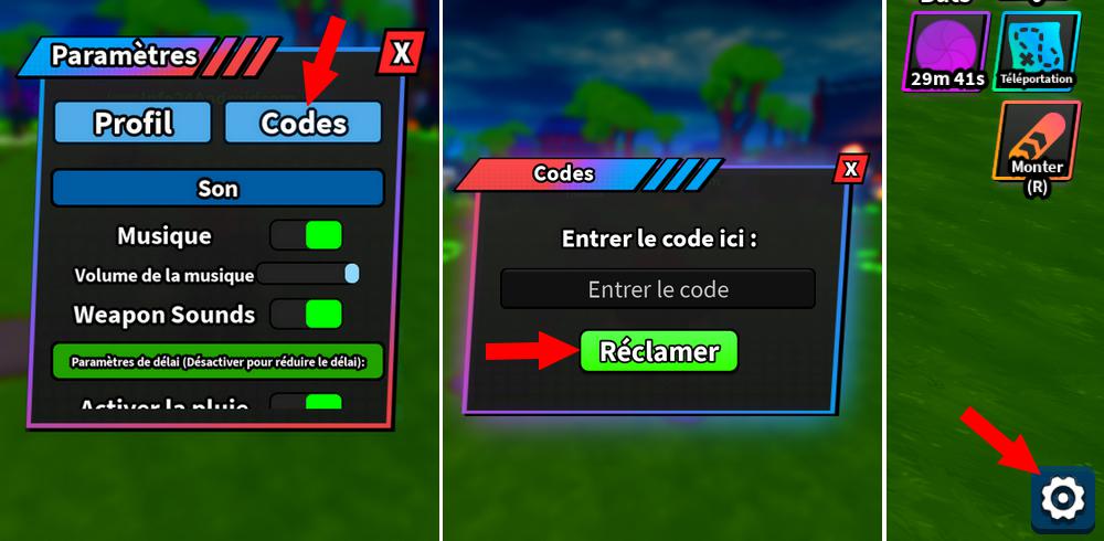 Activer les codes dans Anime Apex