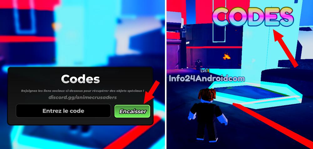 Activer les codes dans Anime Crusaders