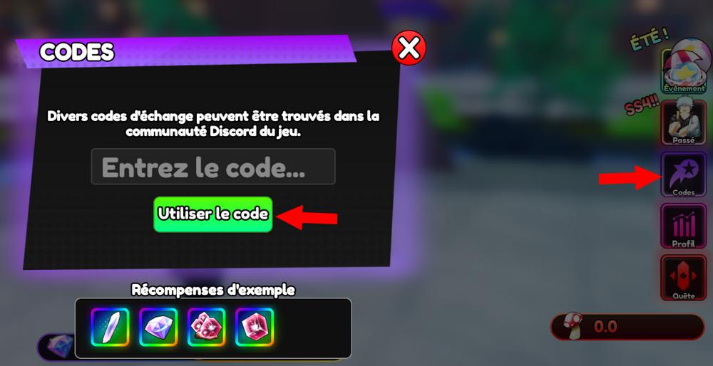 Activer les codes dans Anime Guardians