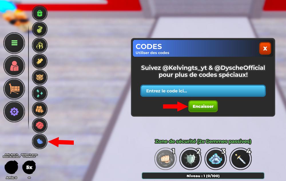 Activer les codes dans Anime Simulator