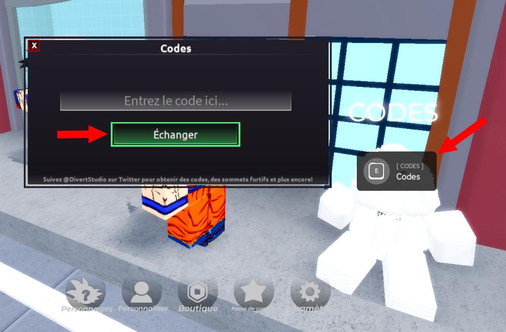 Activer les codes dans Anime Unlimited