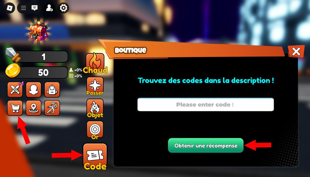 Activer les codes dans Arise Shadow Hunt