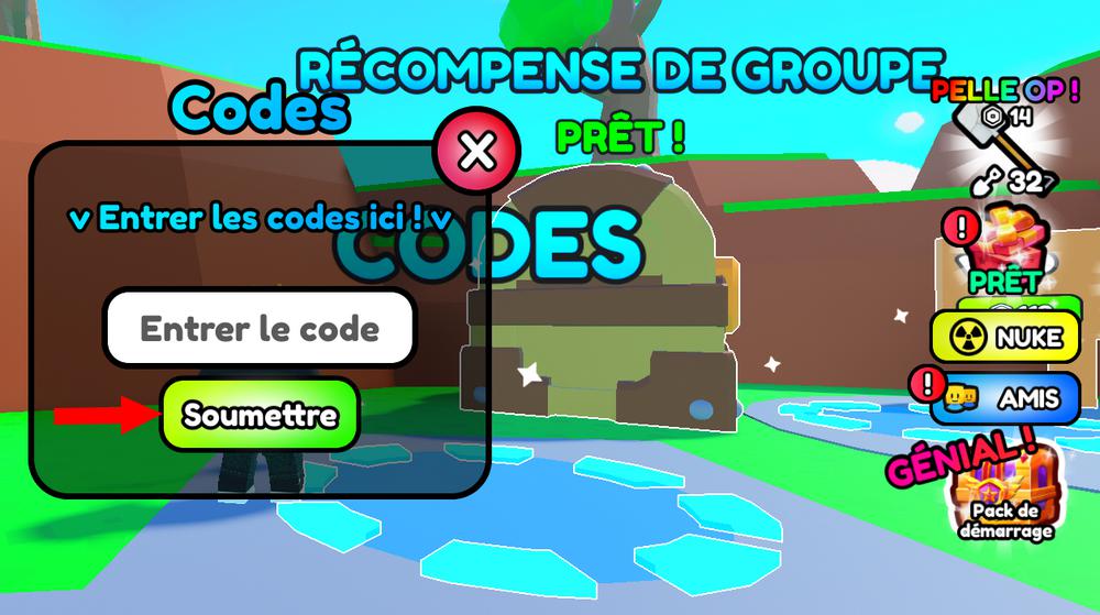 Activer les codes dans Dig 1 Million Blocks