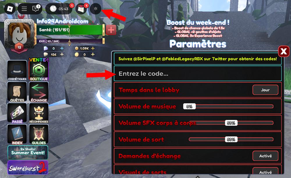 Activer les codes dans Fabled Legacy