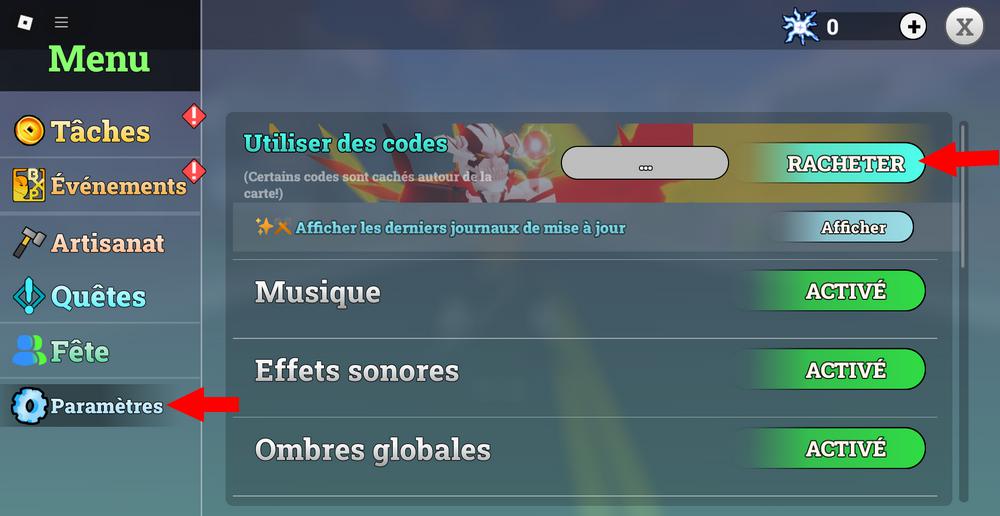 Activer les codes dans Lost Souls