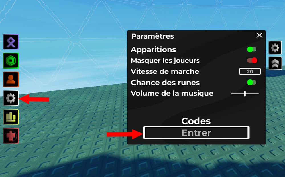 Activer les codes dans Luck Incremental