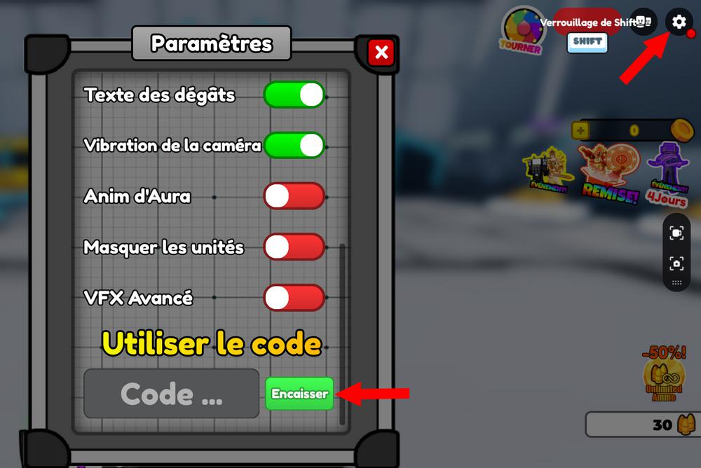 Activer les codes dans Skibidi Warriors