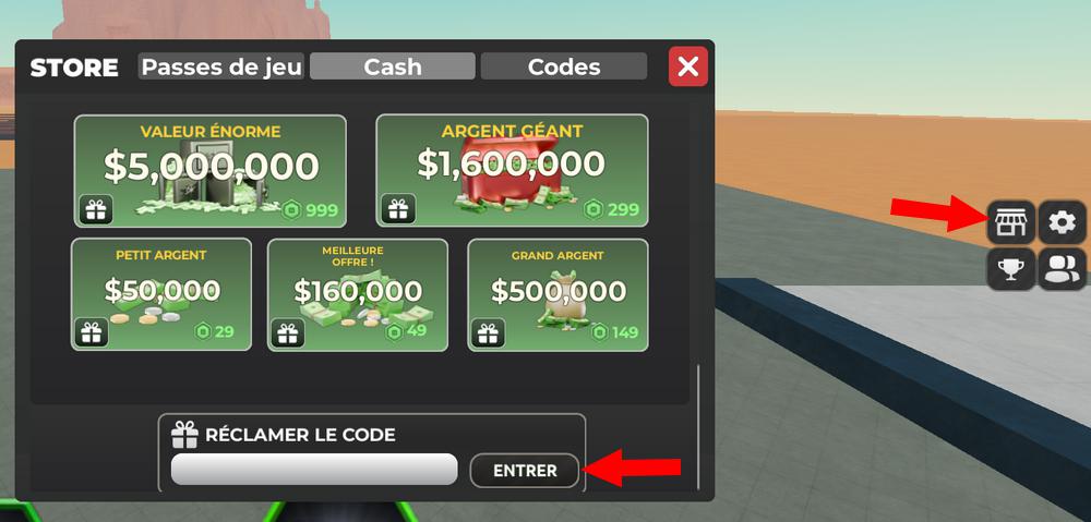 Activer les codes dans Zombie War Tycoon