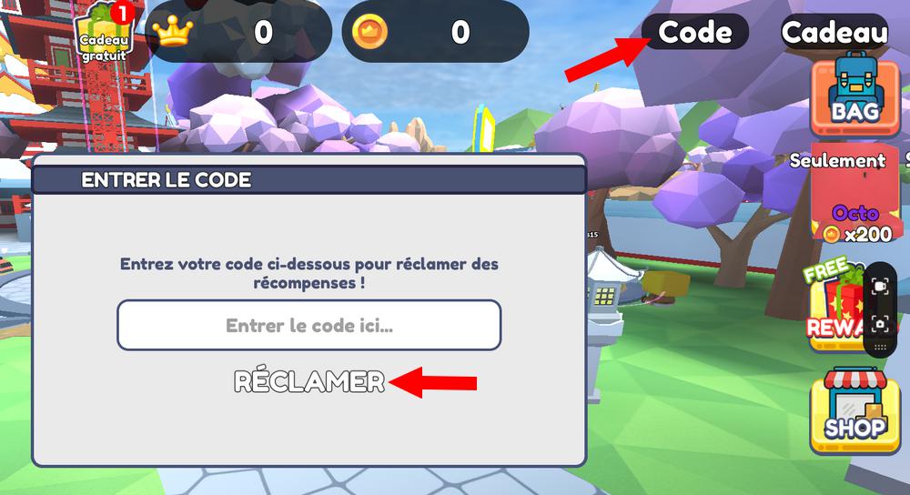 Activer les codes Anime Climb and Jump