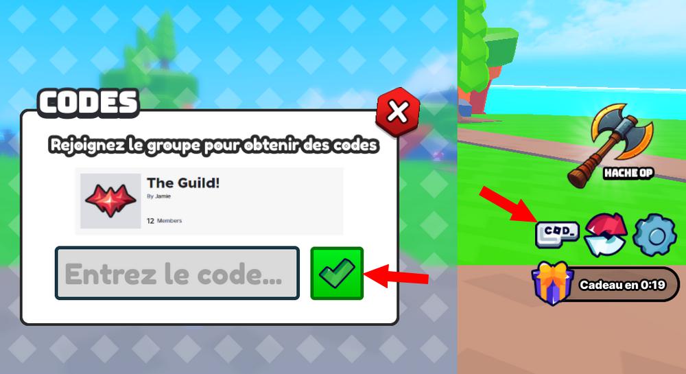 Activer les codes dans Build a Golem Army