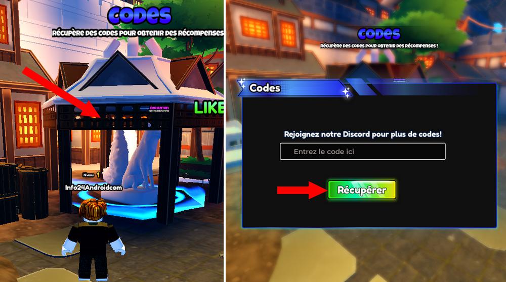 Activer les codes dans Anime Royale