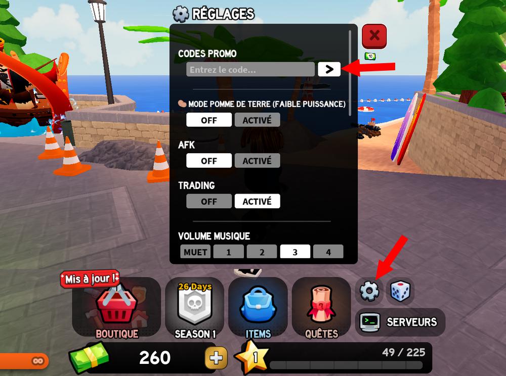 Activer les codes dans Be NPC or Die
